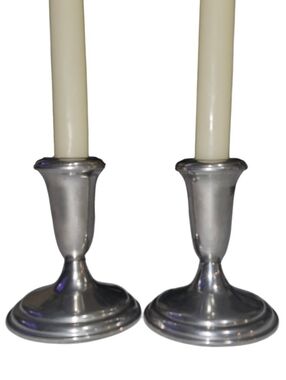 Vintage Pair Of Empire782 Pewter Weighted Candlesticks Nice